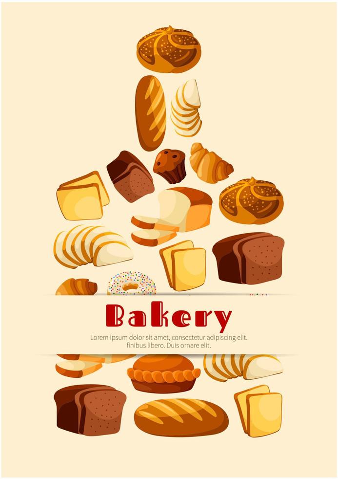 bageri bröd skärande styrelse vektor affisch