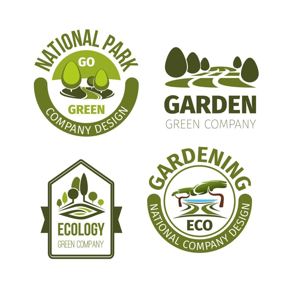 grön parkera eller trädgård design vektor ikoner