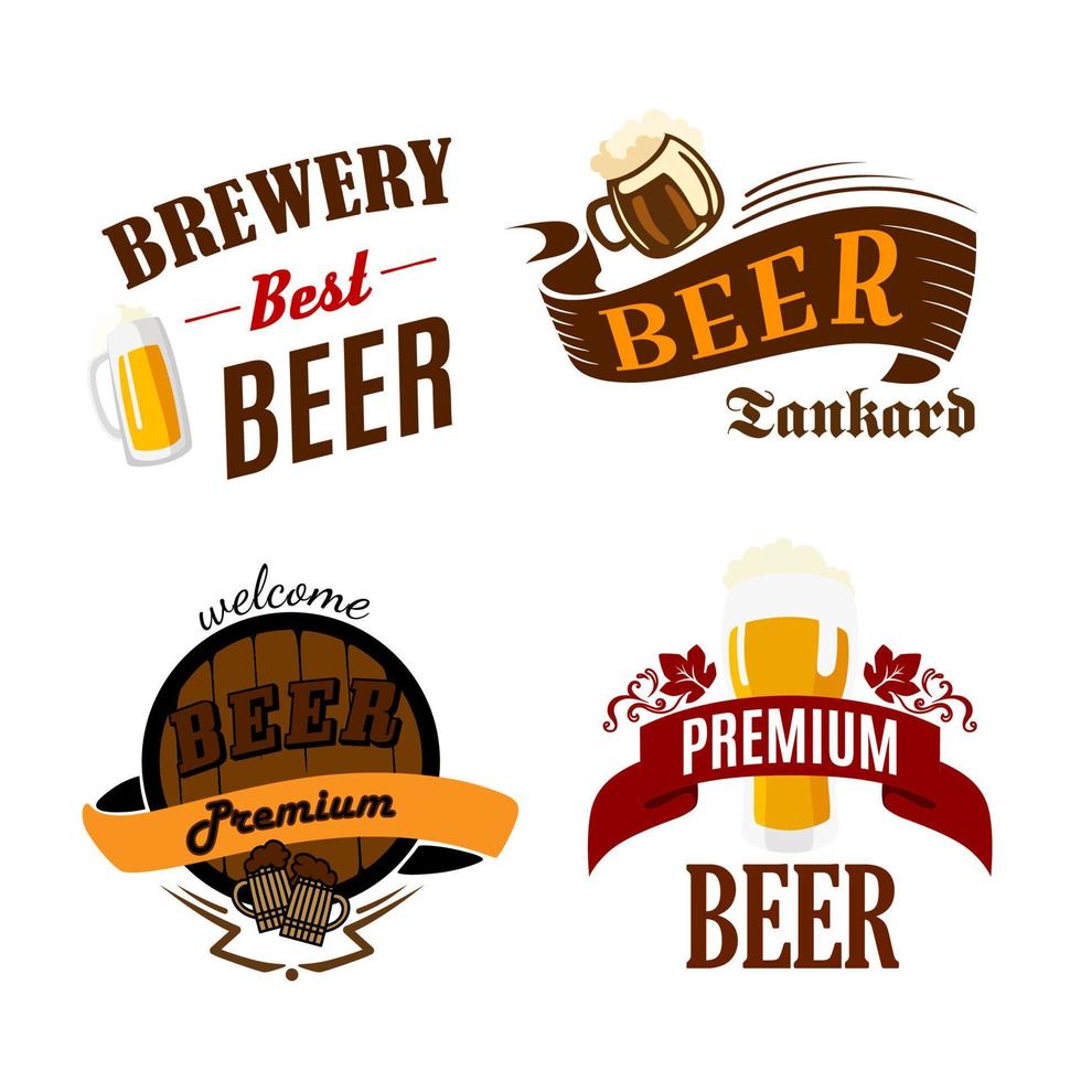 öl pub vektor isolerat ikoner för bryggeri bar