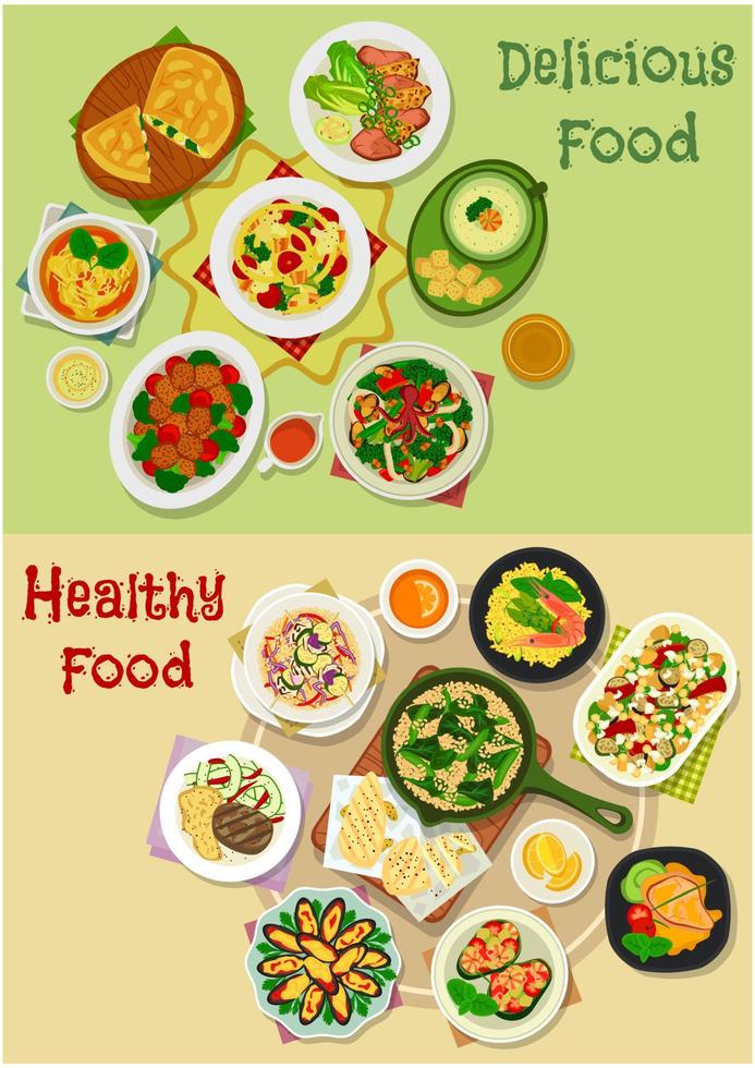 Hauptmahlzeit-Icon-Set für Food-Design vektor