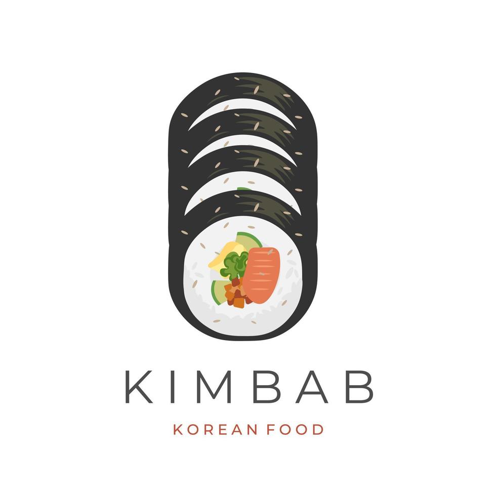 koreanska gata mat vektor illustration logotyp skivad kimbap
