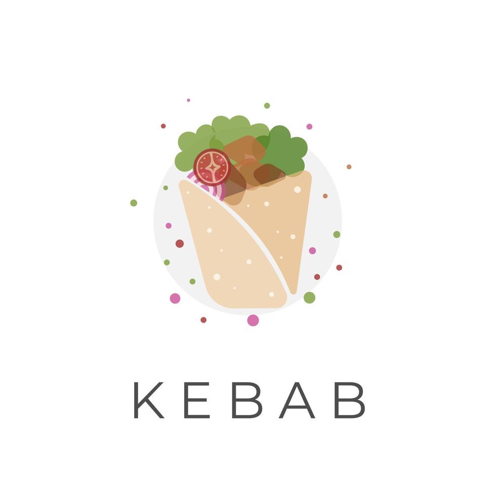 einfaches frisches kebab-vektorillustrationslogo mit überlappenden farben vektor