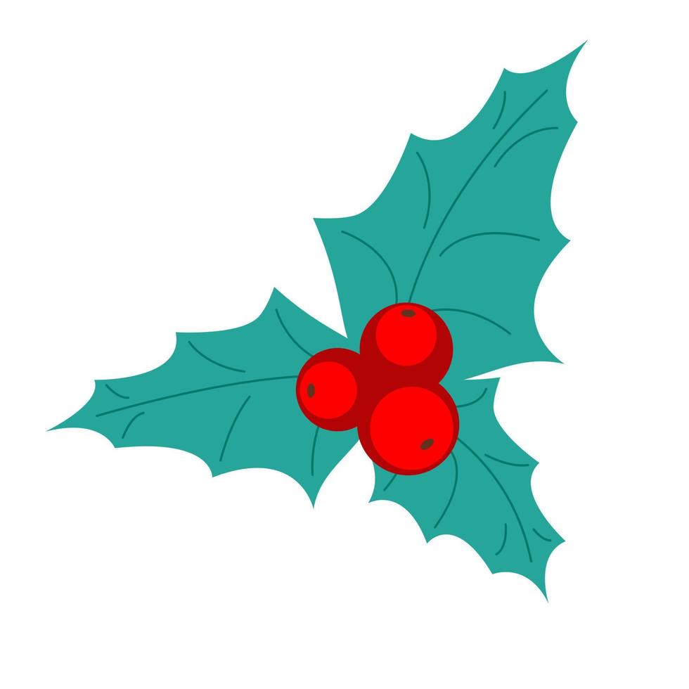 Stechpalmenweihnachtssymbol lokalisiert auf weißem Hintergrund. Stock-Vektor-Illustration. vektor