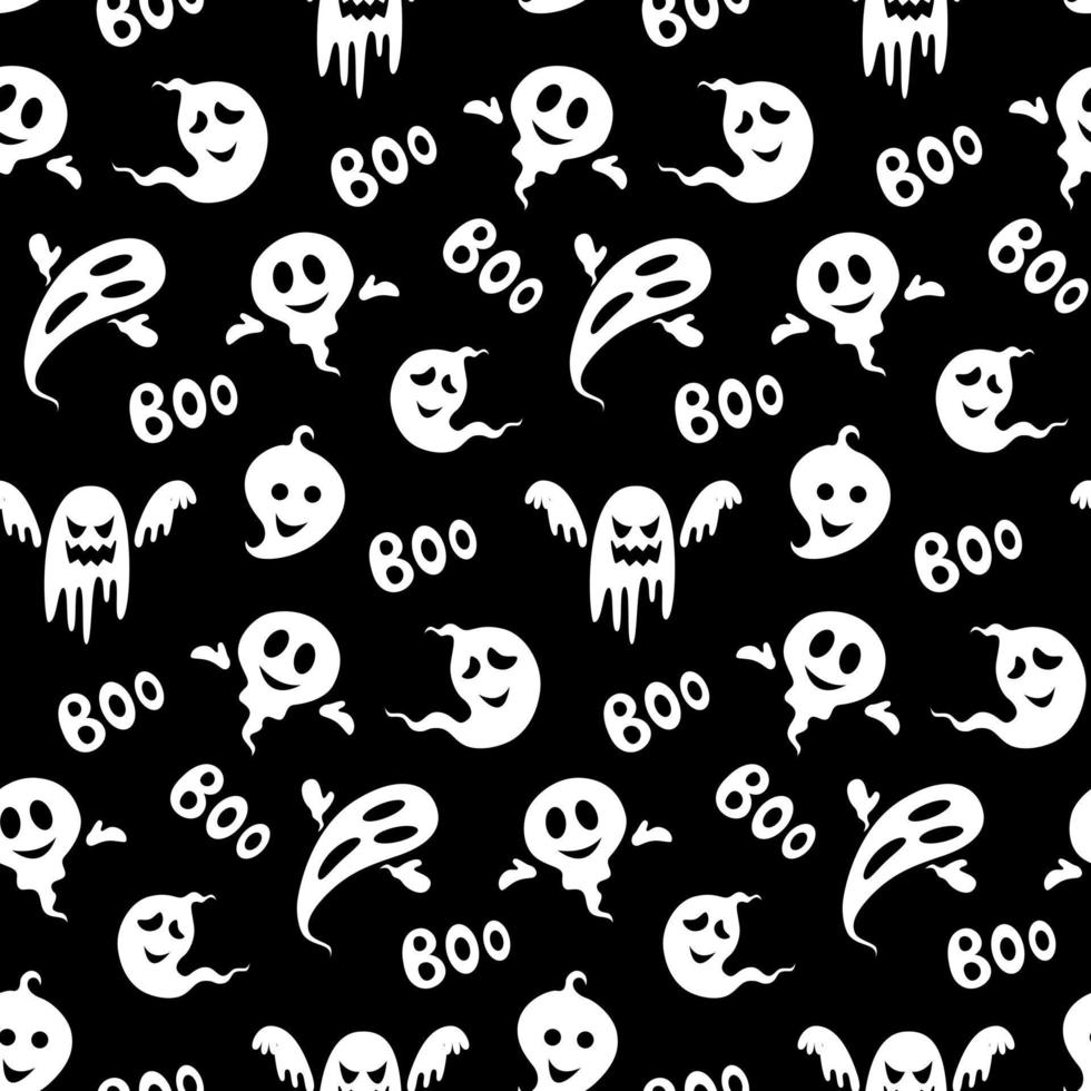 Ghost Boo nahtloses Muster. Halloween. design für stoff, verpackungspapier, textil. Vektorvorratillustration. vektor