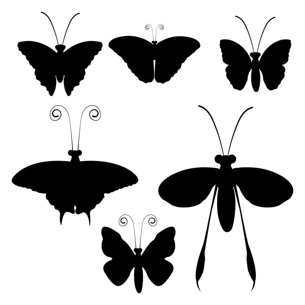 svart fjäril silhuetter set vektor