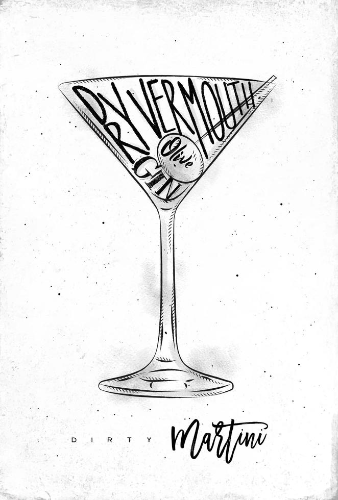 schmutziger Martini Cocktail Poster vektor