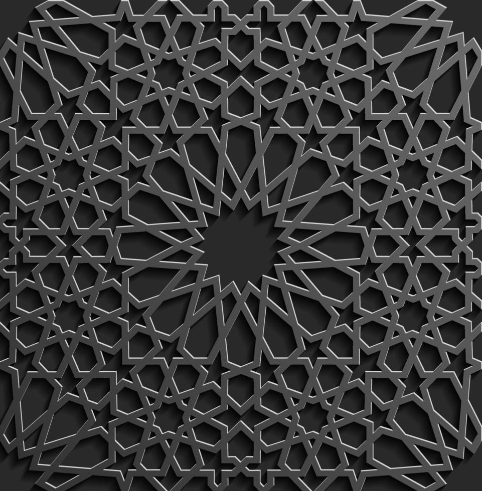 sömlös islamic mönster 3d . traditionell arabicum design element. vektor