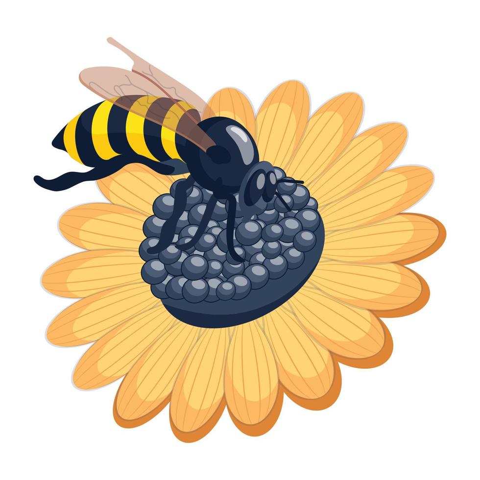 eine fesselnde flache Ikone der Blumenbiene vektor