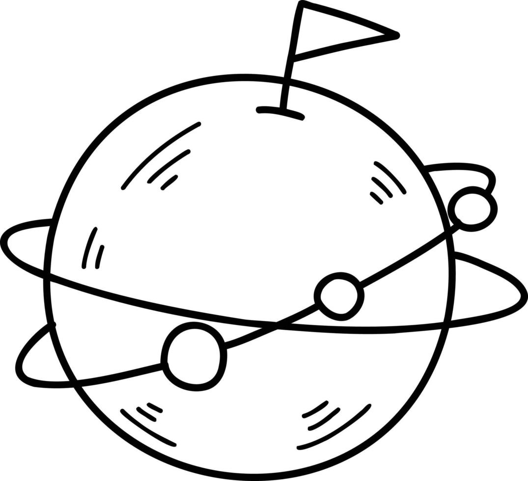 hand gezeichnete planeten und ringe, die in der weltraumillustration schweben vektor