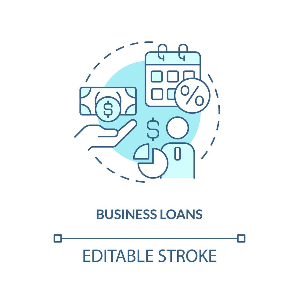 Business-Darlehen türkisfarbenes Konzept-Symbol. Finanzen für neues Projekt. Corporate Banking abstrakte Idee dünne Linie Illustration. isolierte Umrisszeichnung. editierbarer Strich. vektor