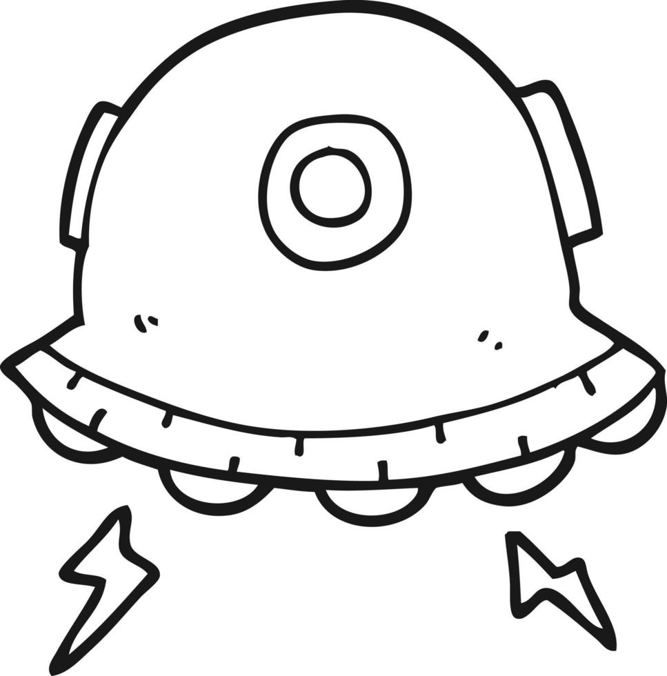 linje teckning tecknad serie UFO vektor