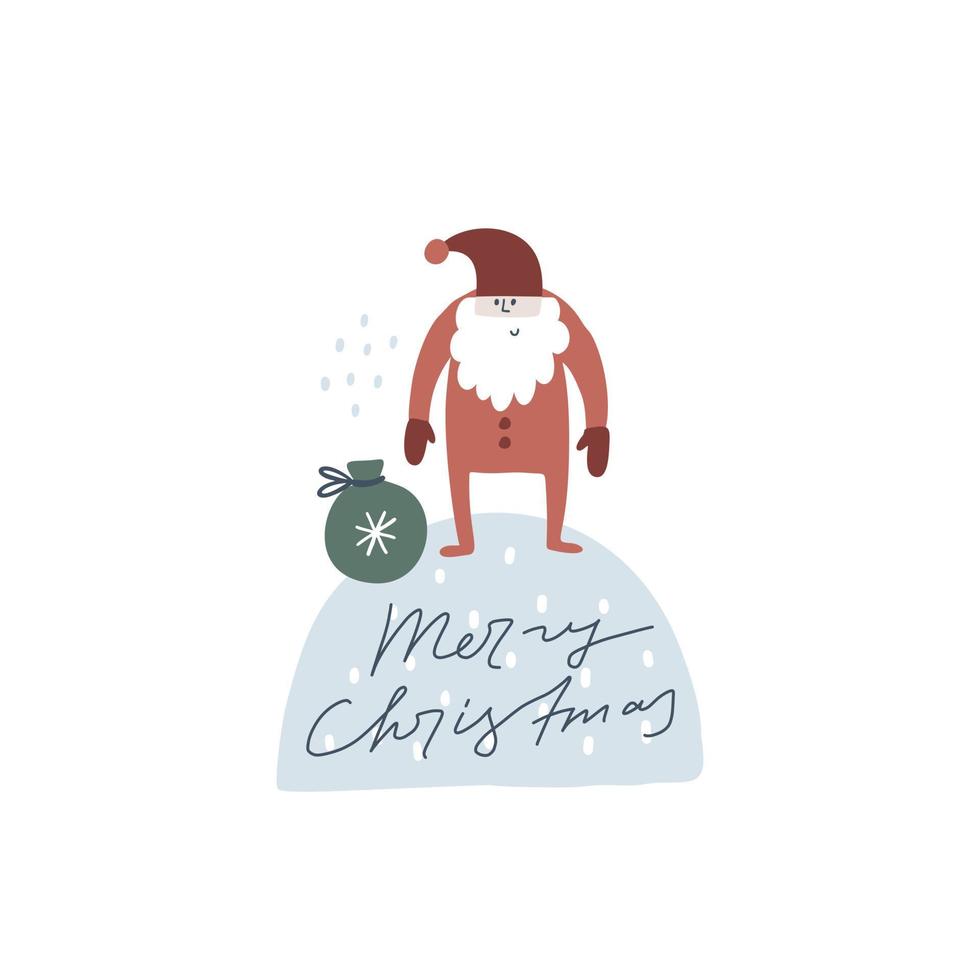 Hallå dess jul. jul kort. hand dragen illustration i tecknad serie stil. söt begrepp för jul. illustration för de design vykort, textilier, kläder, dekor vektor
