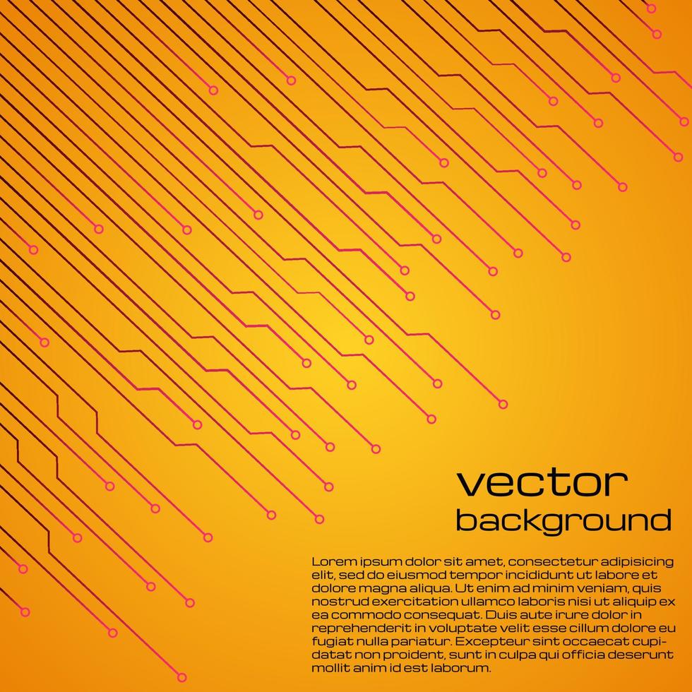 abstrakt teknologisk gul bakgrund med element av de mikrochip. krets styrelse bakgrund textur. vektor illustration.
