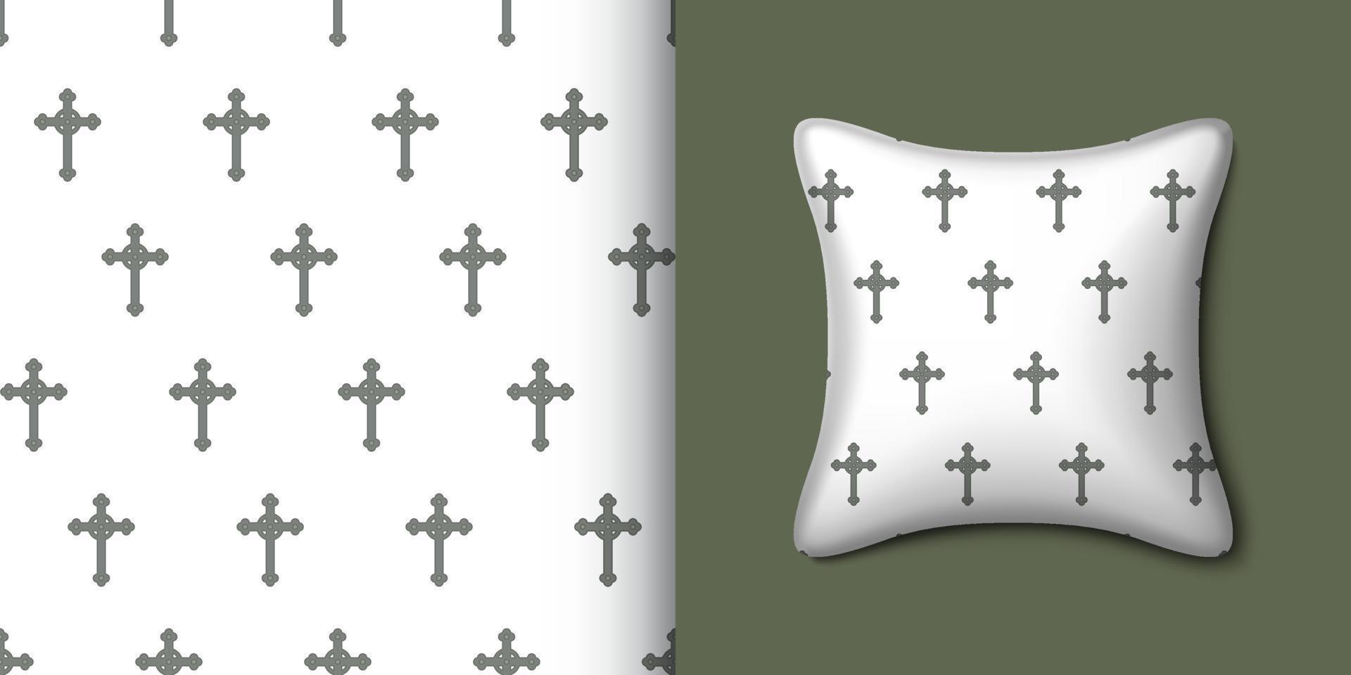 kristen korsa sömlös mönster med kudde. vektor illustration
