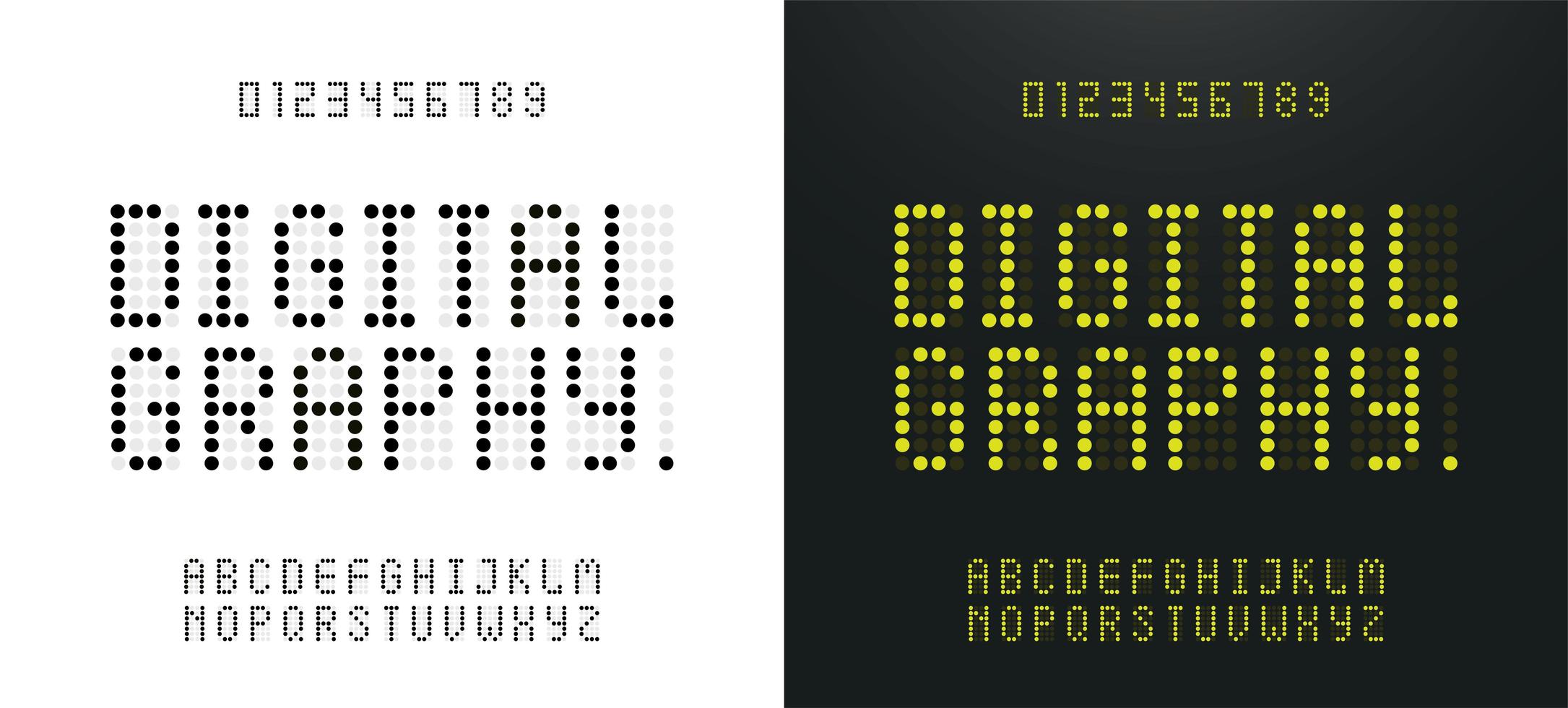 LED gelbes digitales grünes Alphabet und Zahlen vektor