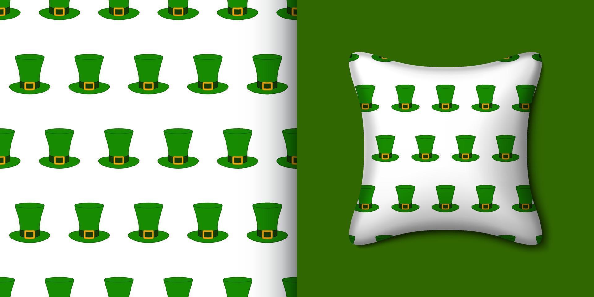 st. Patricks dag hatt sömlös mönster med kudde. vektor illustration