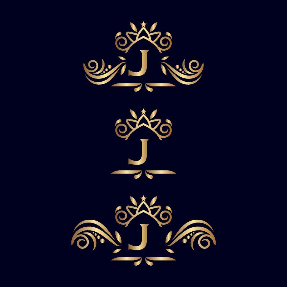 königlicher luxus verzierter logobuchstabe j vektor
