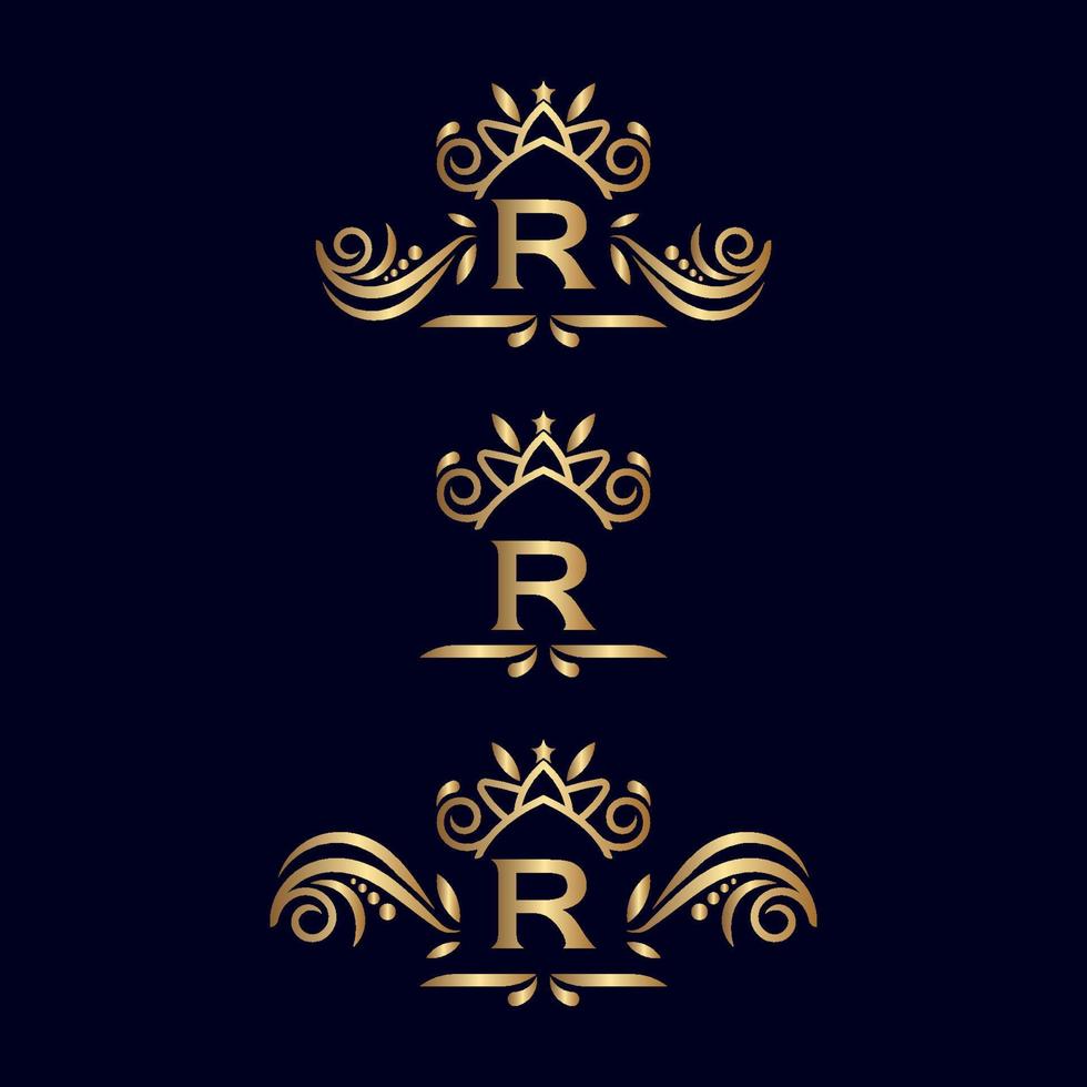 kunglig lyx utsmyckad logotyp brev r vektor
