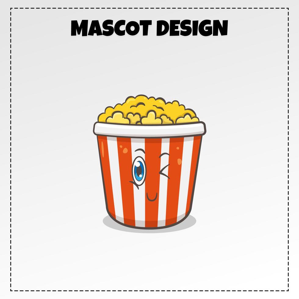 lebensmittel logo popcorn maskottchen illustration vektor design