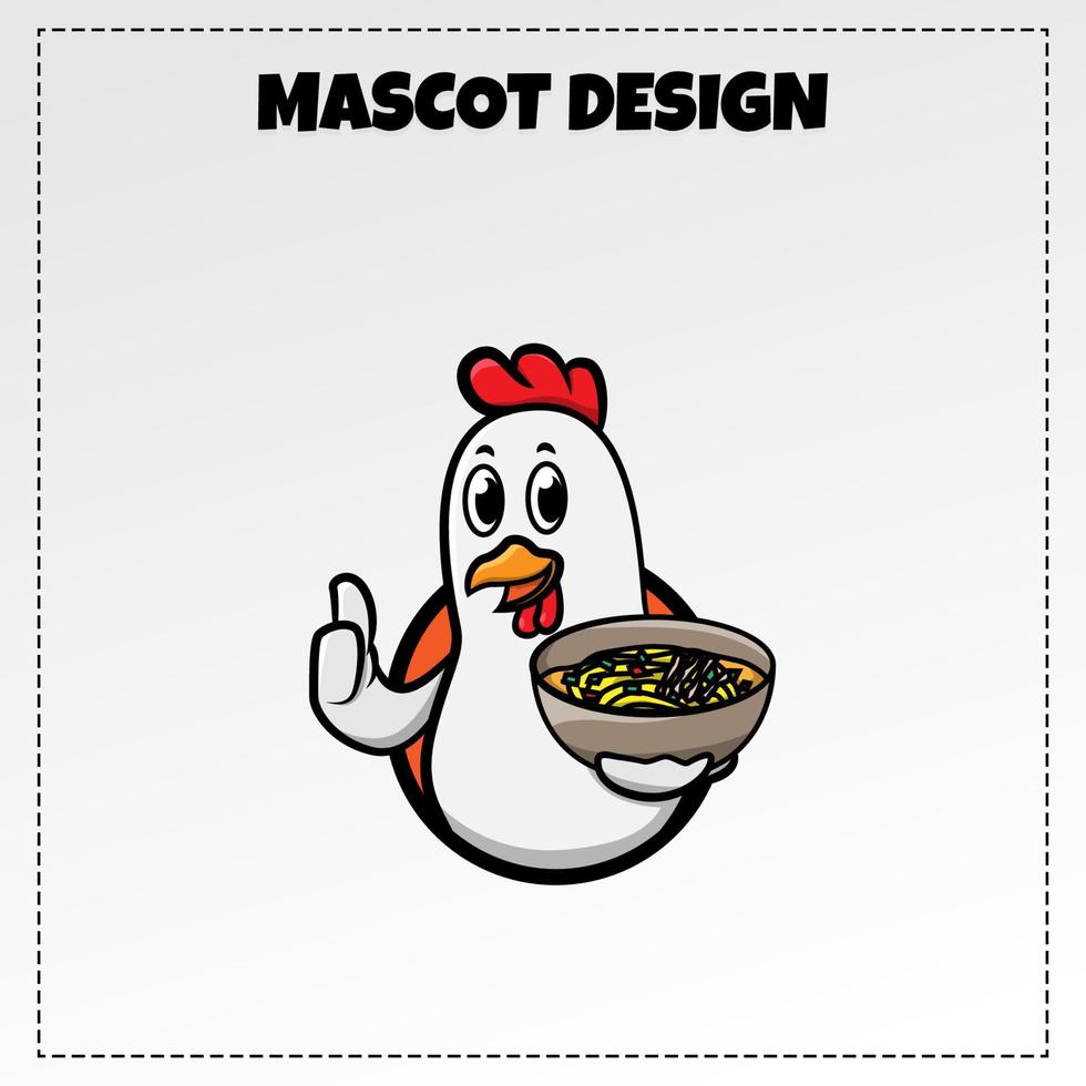 indonesisches traditionelles essen logo huhn soto maskottchen illustration vektor design