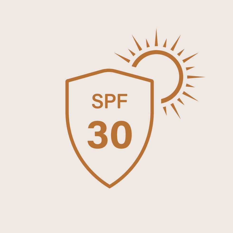 UV-Sonne Sonnenschutzschild schützt das Symbol für die Hautlinie. Sonnencreme Schutz Strahlung Creme Lotion Gliederungssymbol. spf 30, 50 beständiger Block UV-Strahlen lineares Piktogramm. isolierte Vektorillustration. vektor