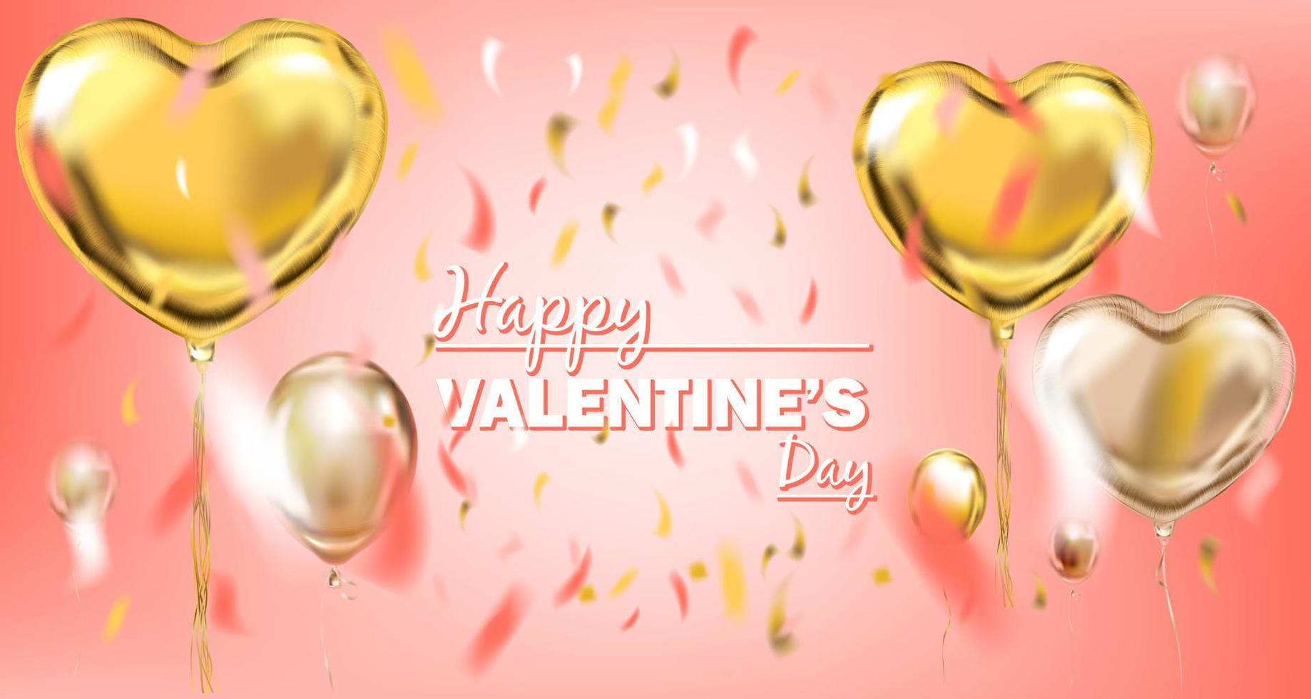 rosafarbener Goldfolie-Herzformballon, goldenes Liebessymbol. Bildgeburtstagsfeier, gesellschaftliche Party und alle Feiertagsereignisse vektor