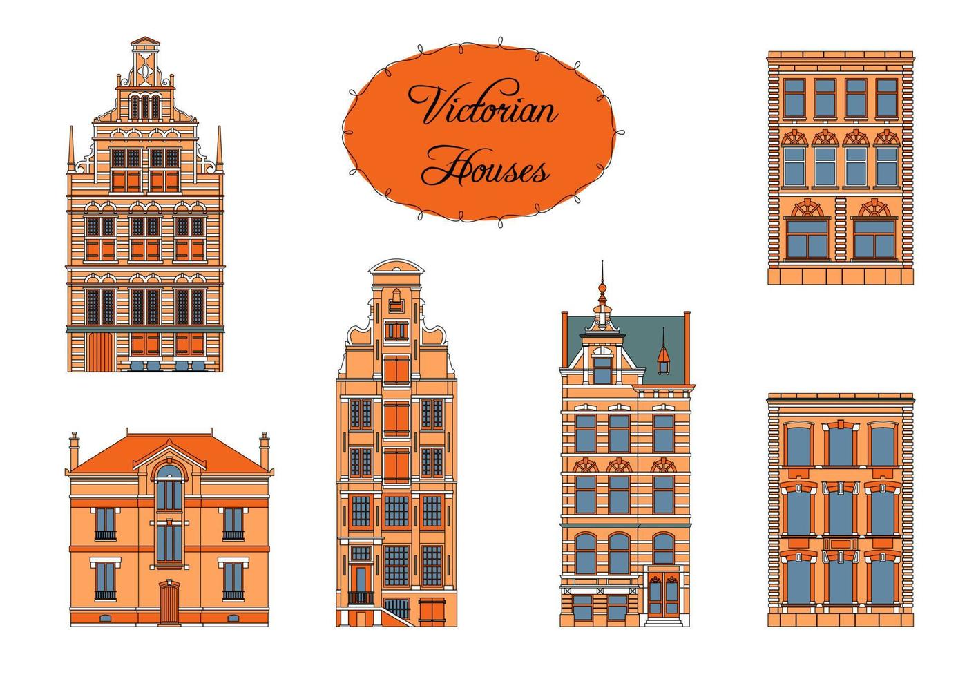 viktorianische Häuser in Farbe vektor