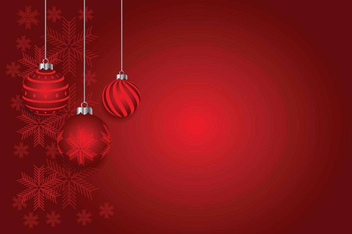 weihnachtshintergrunddesign aus kiefer und schneeflocke mit schöner weihnachtskugelfahne mit textraumvektorillustration vektor