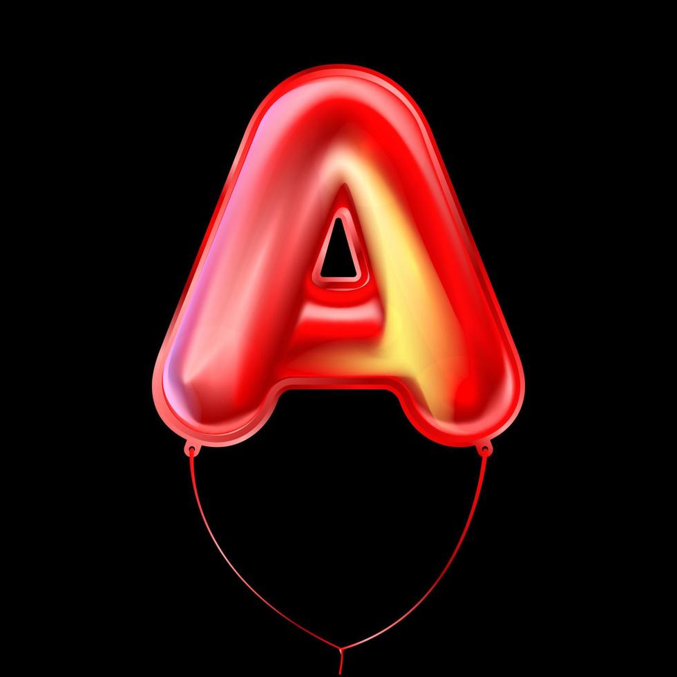roter metallischer Ballon, aufgeblasenes Alphabetsymbol a vektor