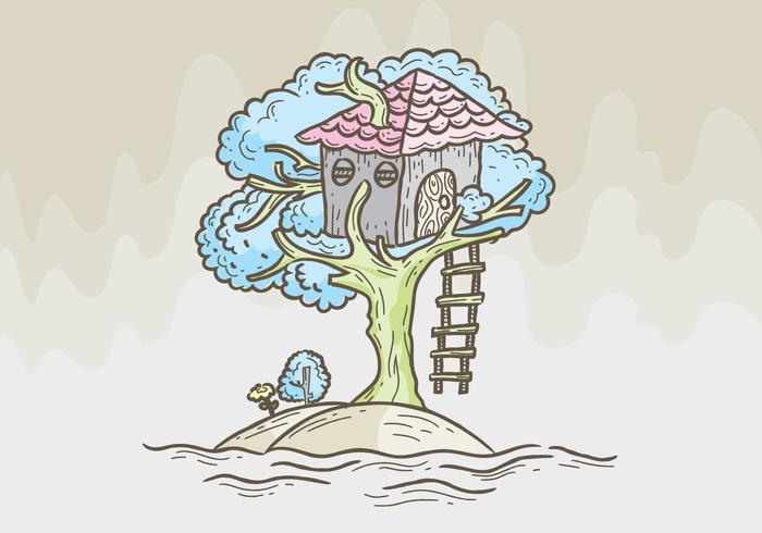 Träd hus vektor illustration