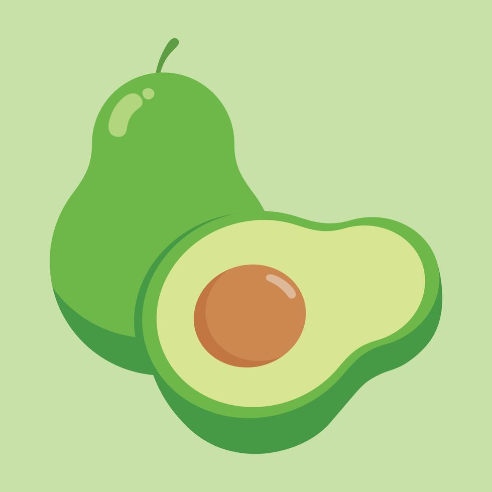 frische halbe Avocado isoliert auf weißem Hintergrund. Bio-Lebensmittel. Cartoon-Stil. Vektorillustration für Design vektor