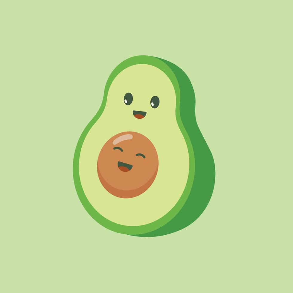süße glückliche avocado, die im karikaturstil lächelt. Vektor-Cartoon-Figur-Illustration-Icon-Design vektor