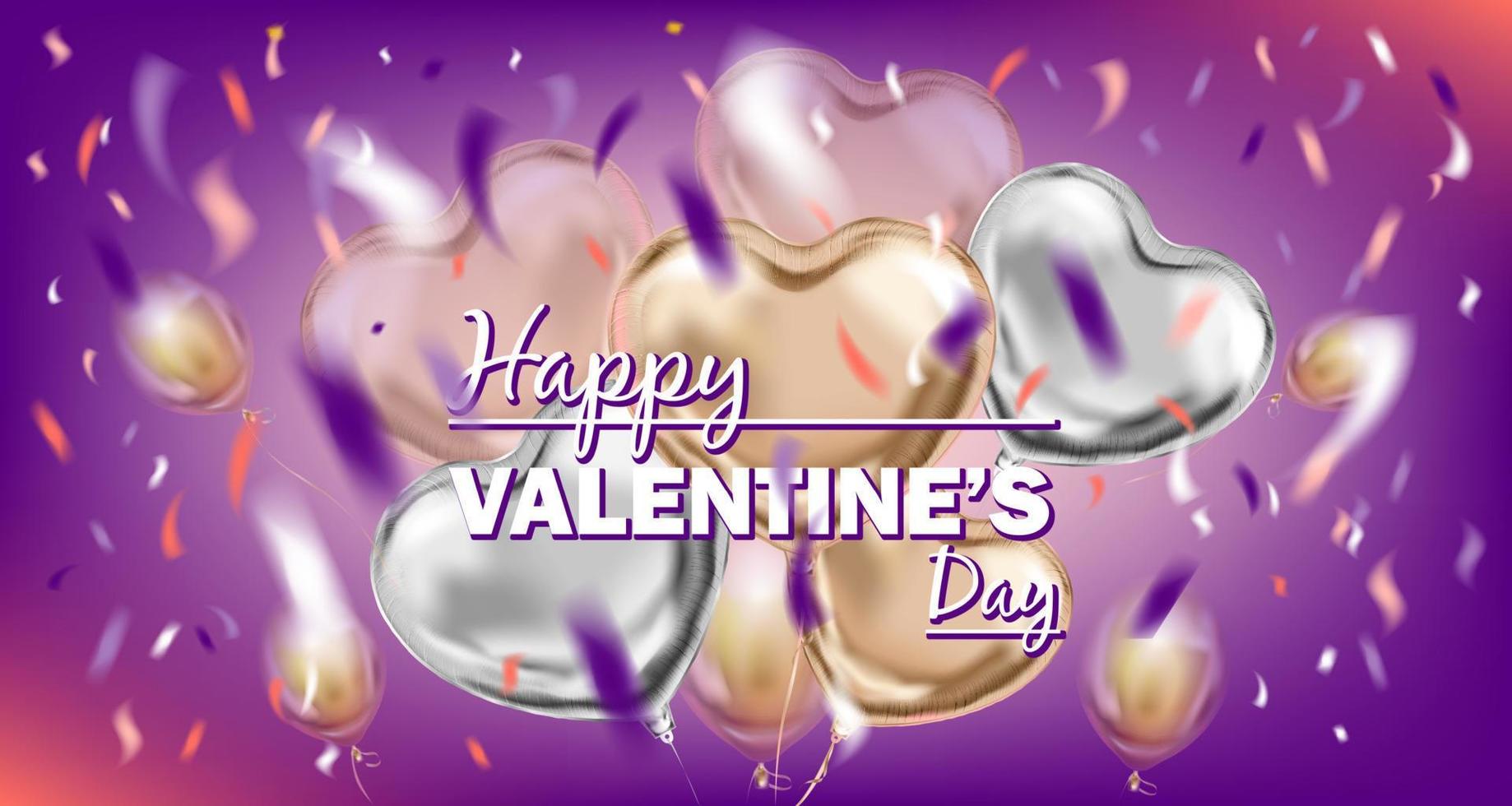 Happy Valentines Day Violettes Bild mit Folienluftballons vektor