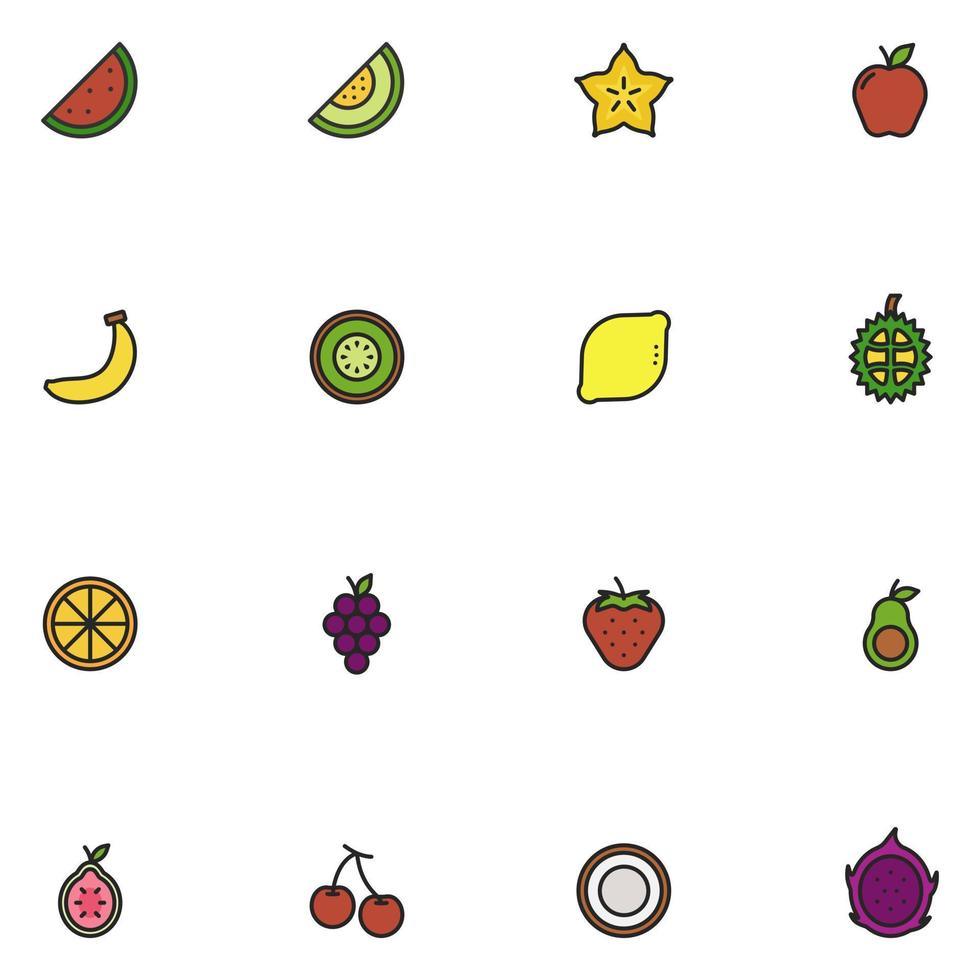 Symbol für die Farbe der mit Früchten gefüllten Linie vektor