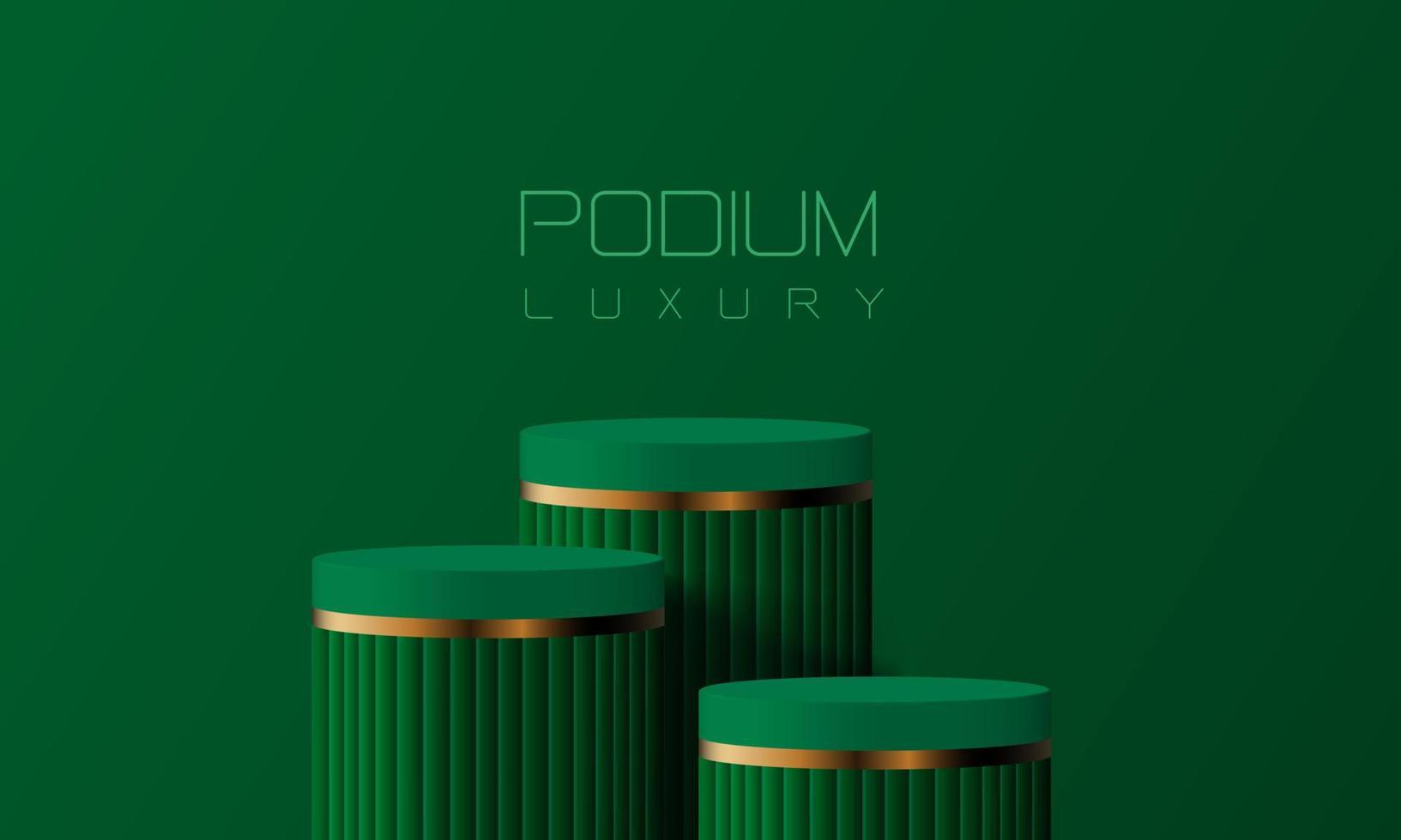 abstrakt grön guld podium tömma rum 3d form design för produkt visa presentation studio begrepp minimal vägg scen vektor