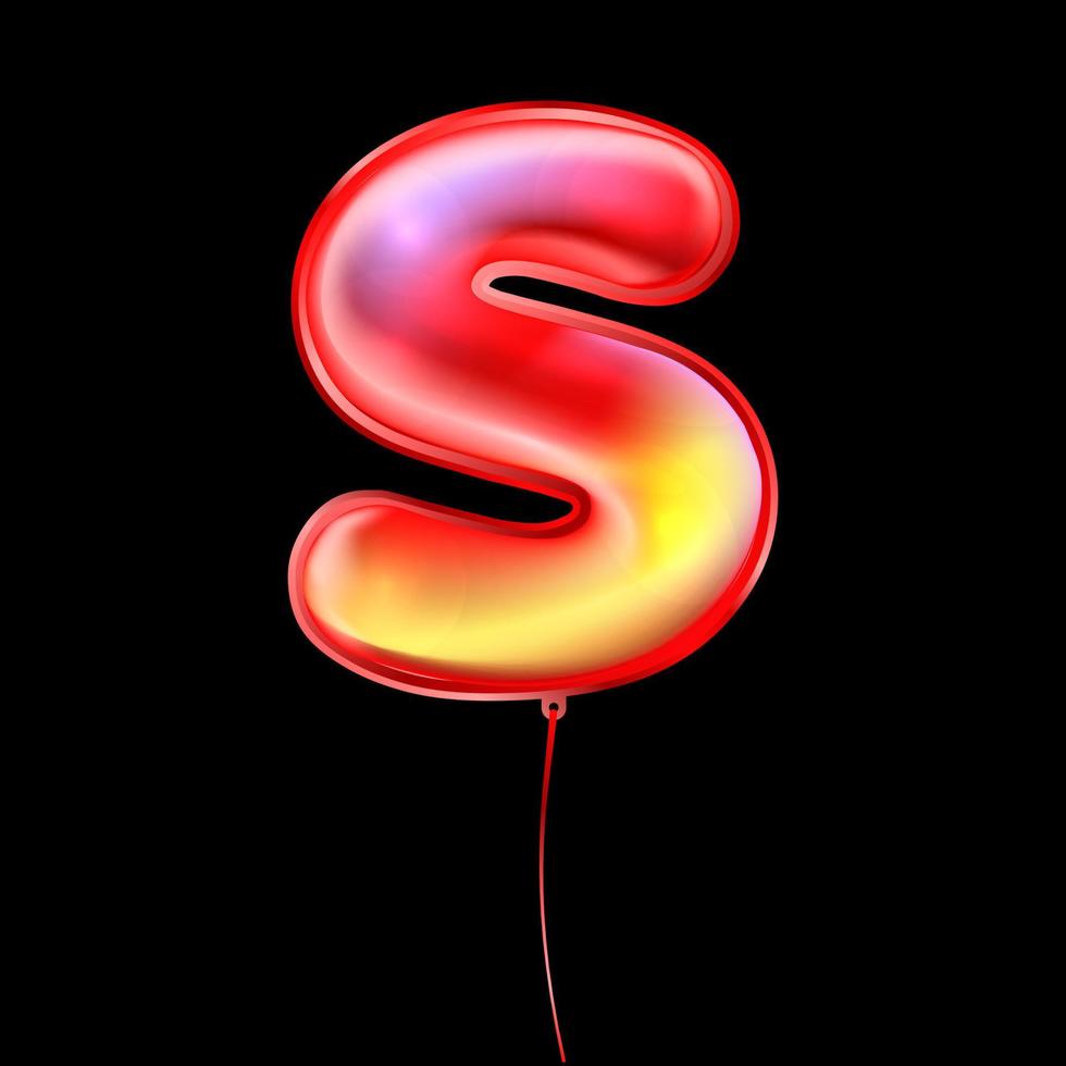 roter metallischer Ballon, aufgeblasenes Alphabetsymbol s vektor