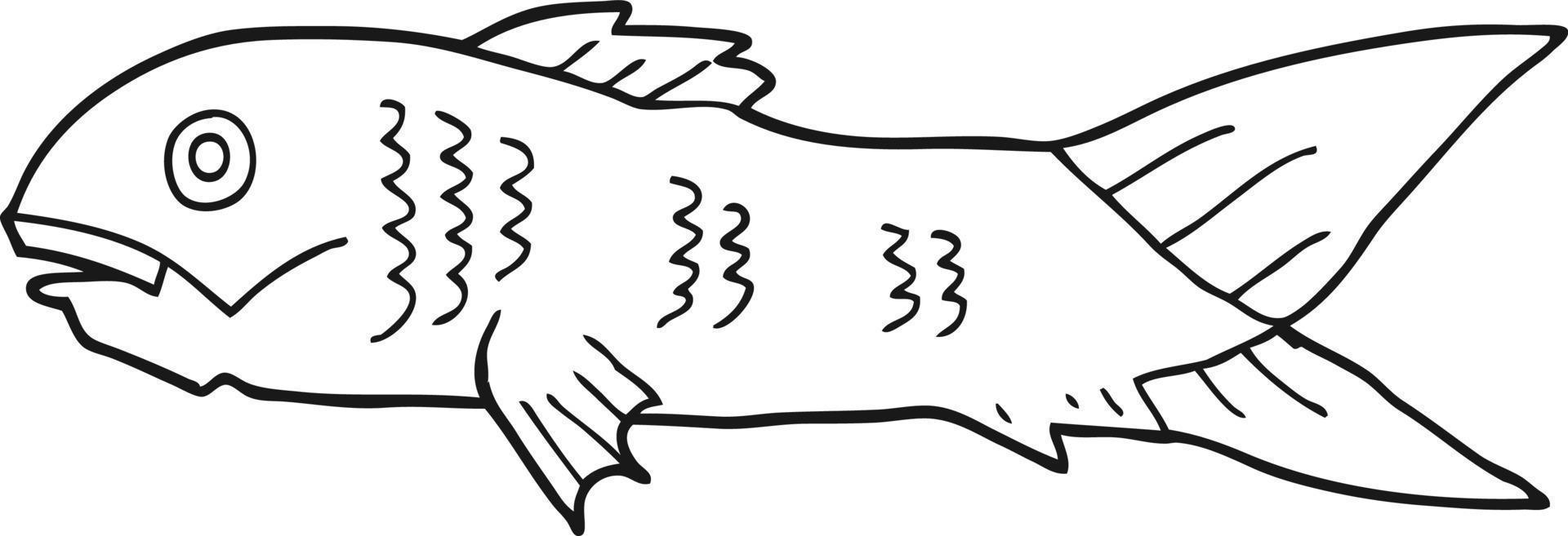 Strichzeichnung Cartoon-Fisch vektor