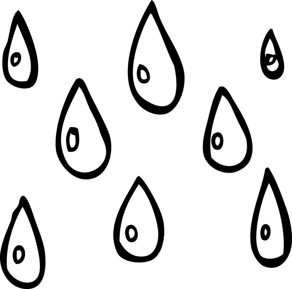 linje teckning tecknad serie regndroppar vektor