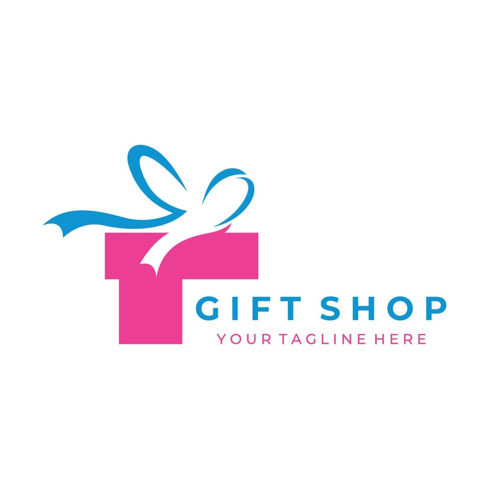 Logo-Design-Geschenkbox oder Geschenkbox-Vorlage mit Bandschild, Buchstabe g und Geschenken. Logo für Überraschung, Valentinstag, Geburtstag, Geschenkeladen, Party und Geschäft. vektor