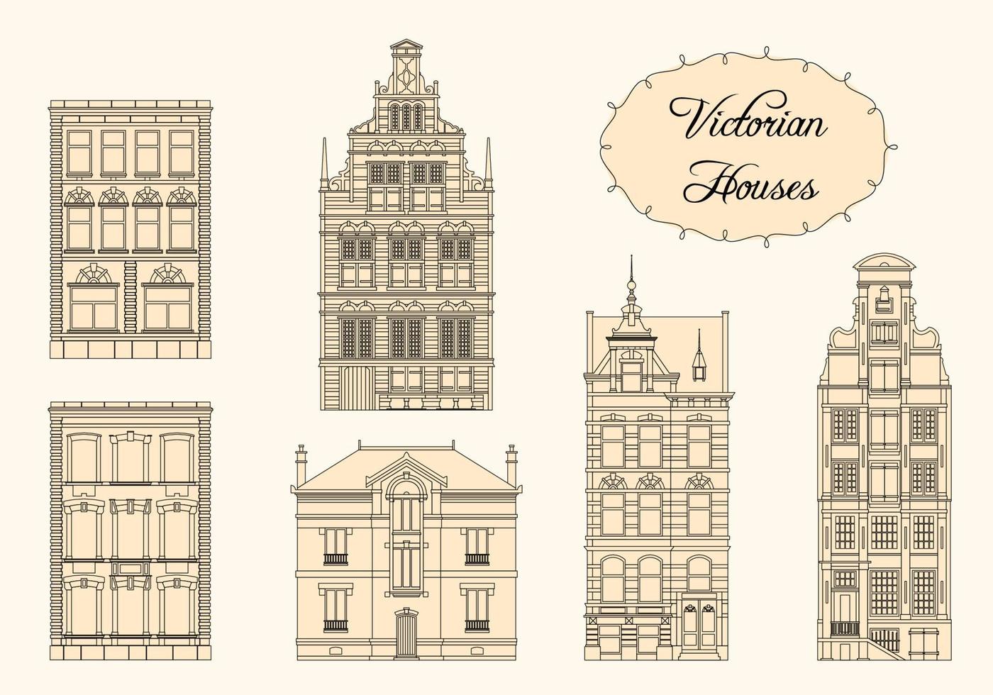 Viktorianische Häuser in Monochrom vektor