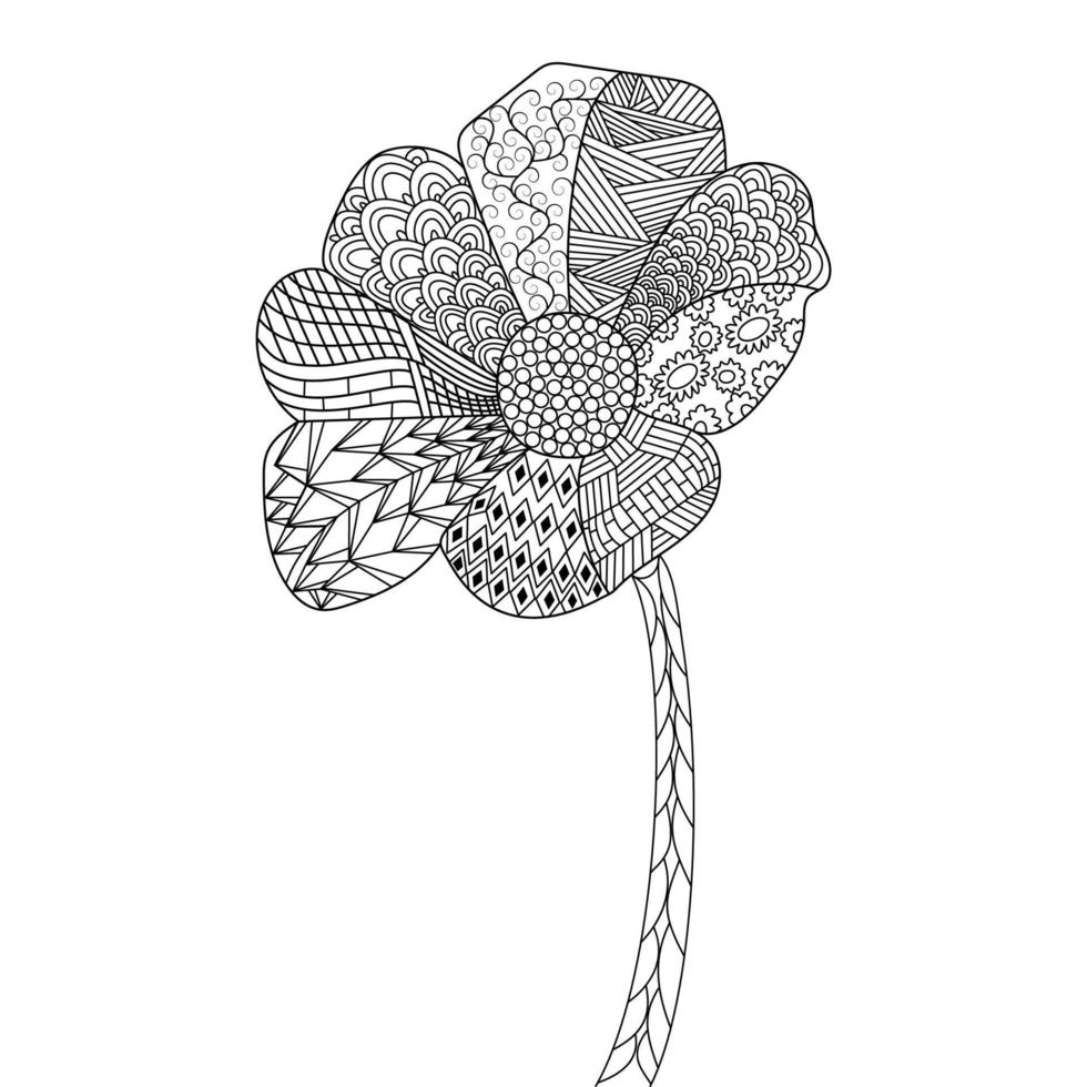 solros av zentangle färg sida med dekorativ blomma bakgrund design illustration vektor