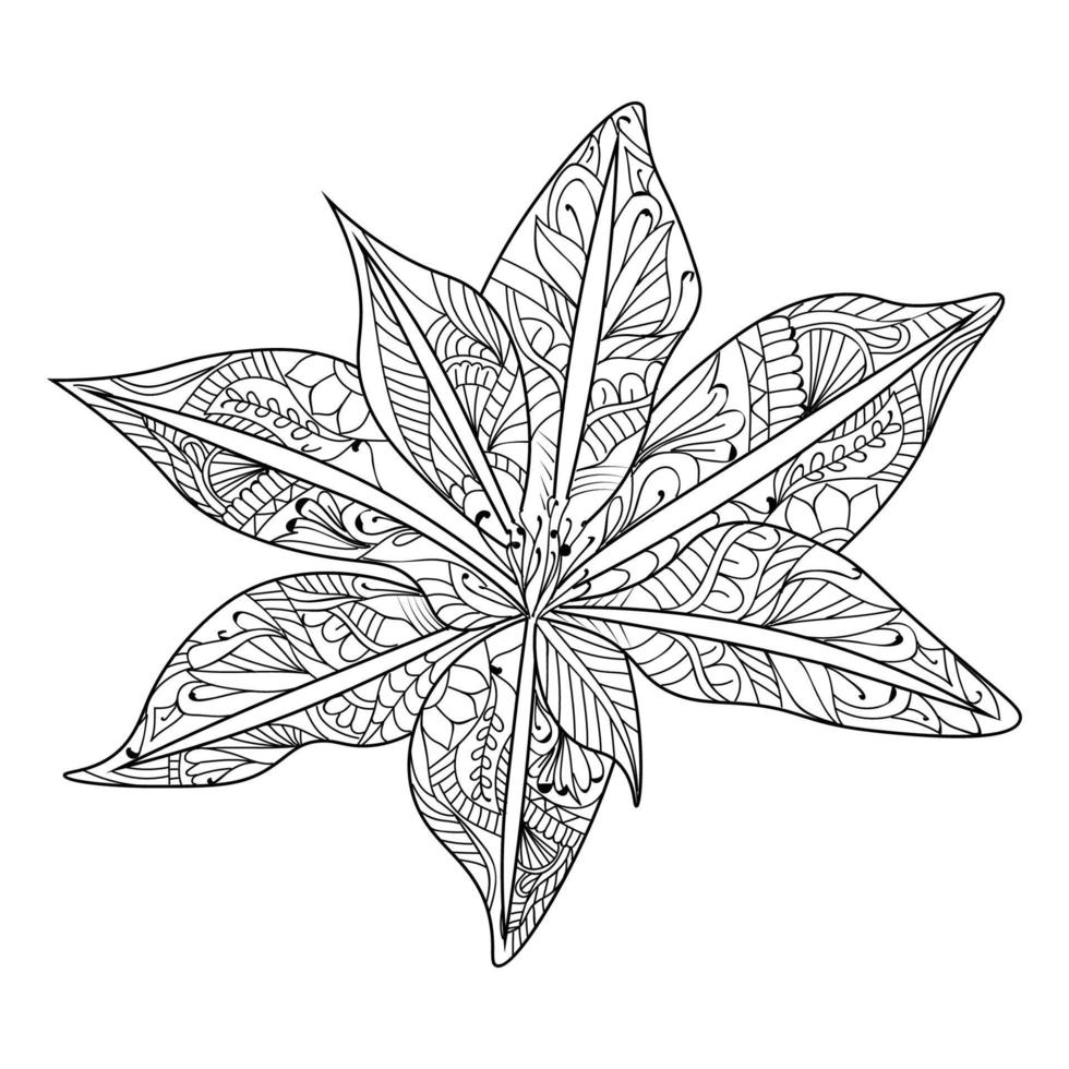 dekorativ blomma kronblad linje konst design av svart stroke vektor grafisk på isolerat vit bakgrund