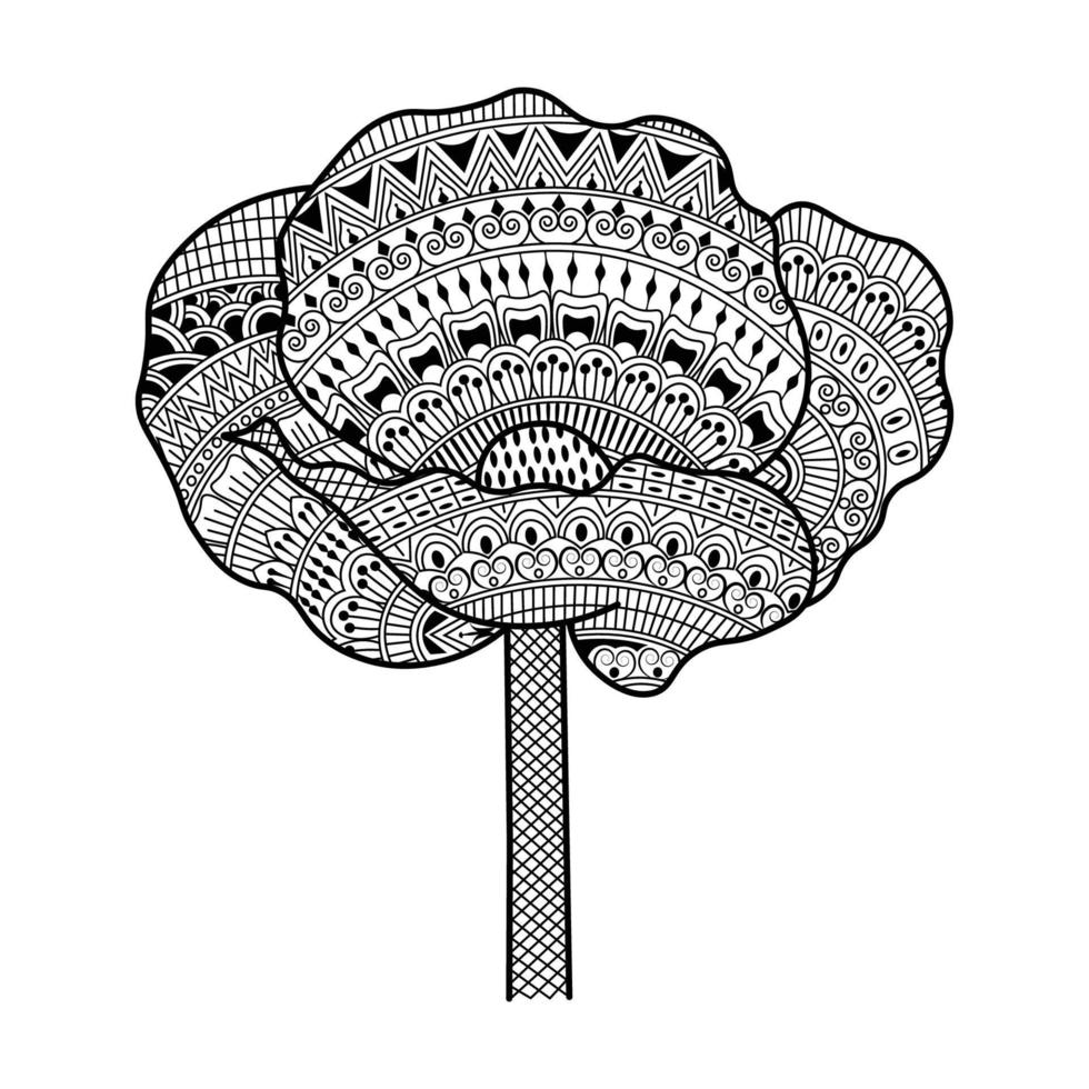 Farbseite der dekorativen Blumenlinie Kunstskizze des Umrissdesigns auf isoliertem weißem Hintergrund vektor