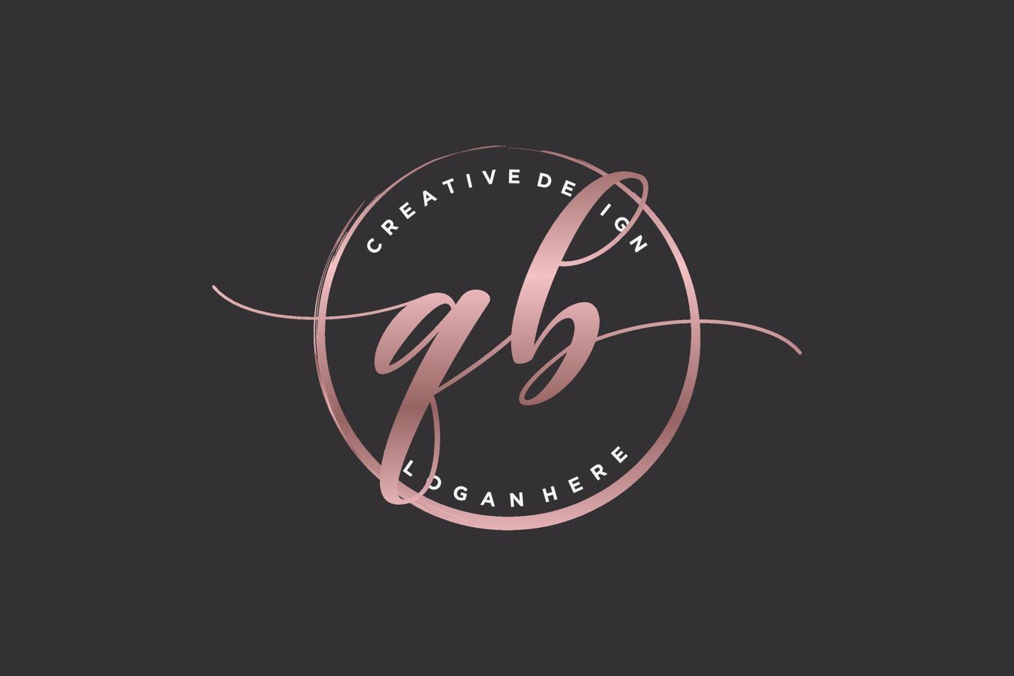 första qb handstil logotyp med cirkel mall vektor signatur, bröllop, mode, blommig och botanisk med kreativ mall.