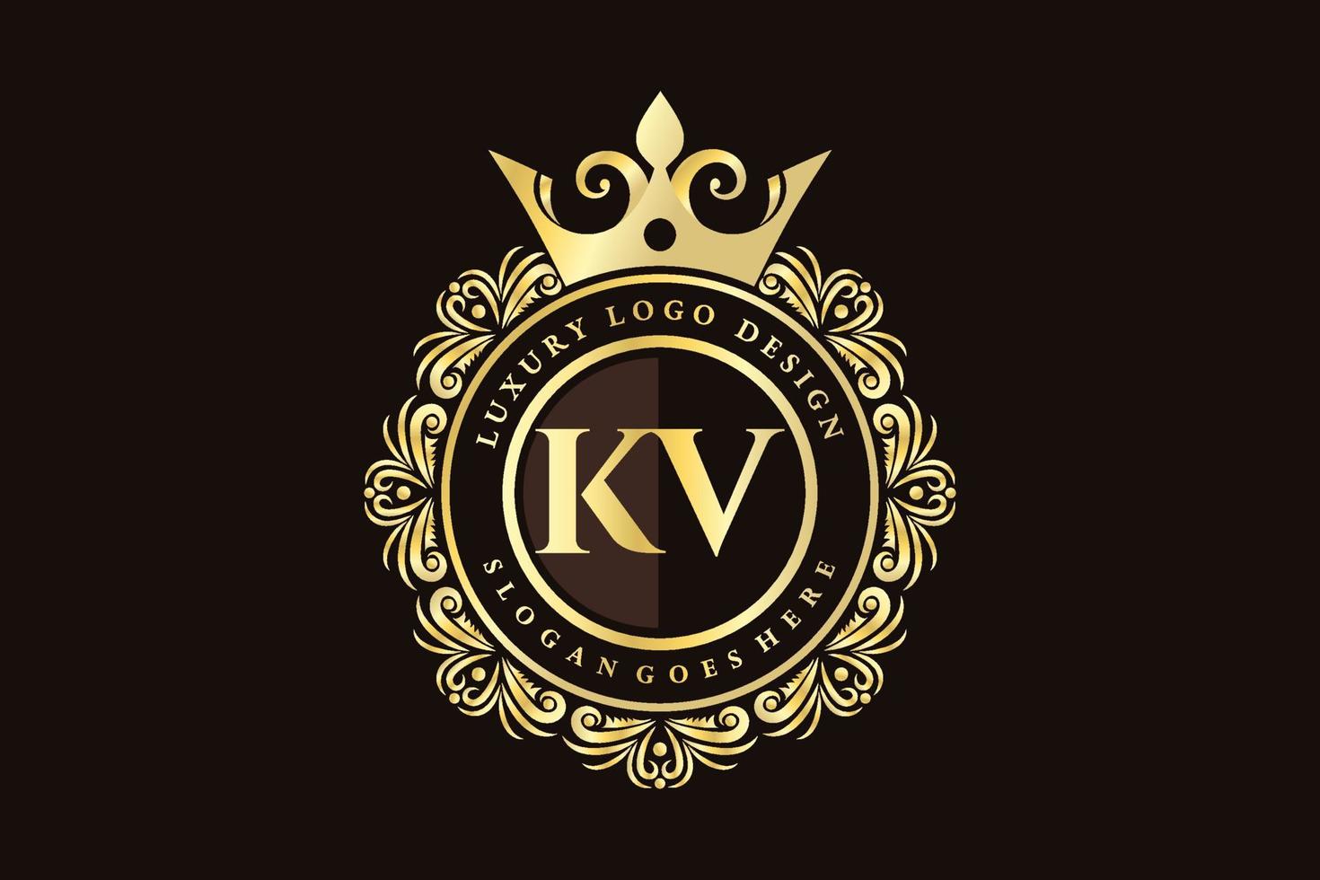 kv anfangsbuchstabe gold kalligrafisch feminin floral handgezeichnet heraldisches monogramm antik vintage stil luxus logo design premium vektor