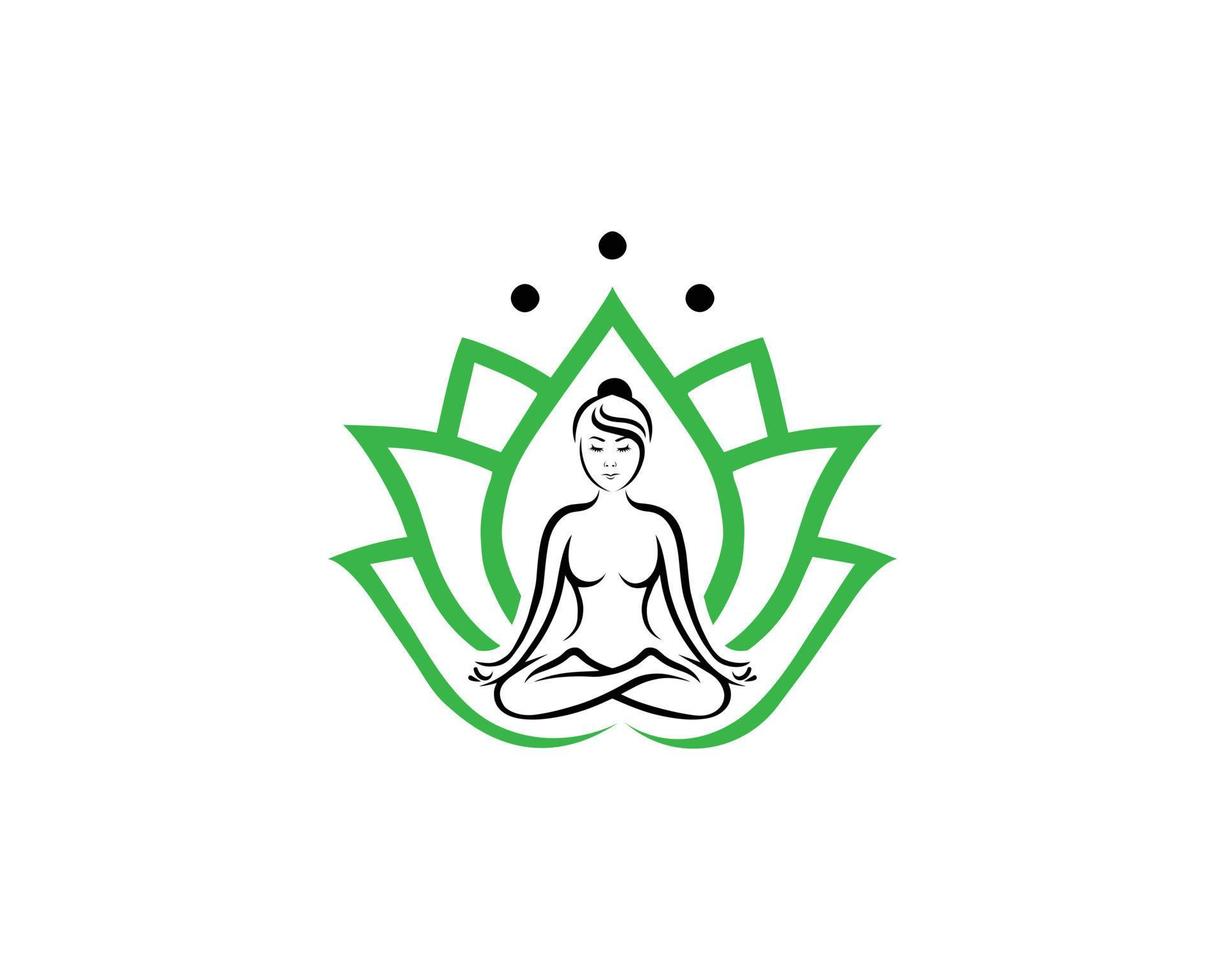 lyx kvinna och mänsklig meditation lotus linje konst spa logotyp design inspiration vektor. vektor