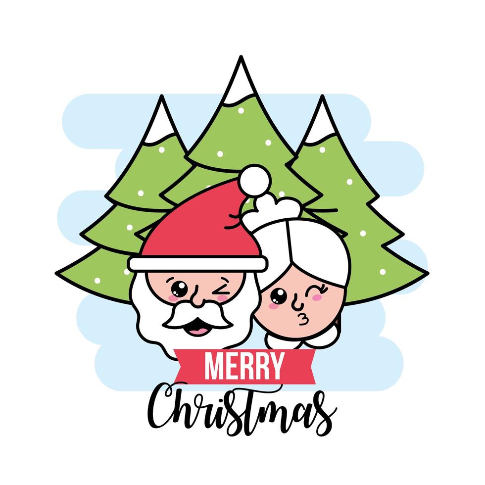 Santa und Frau. claus grußkarte vektor