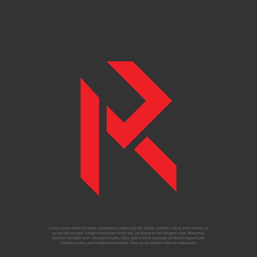 einzigartige männliche scharfe form logo design buchstabe r auf schwarzem hintergrund vektor