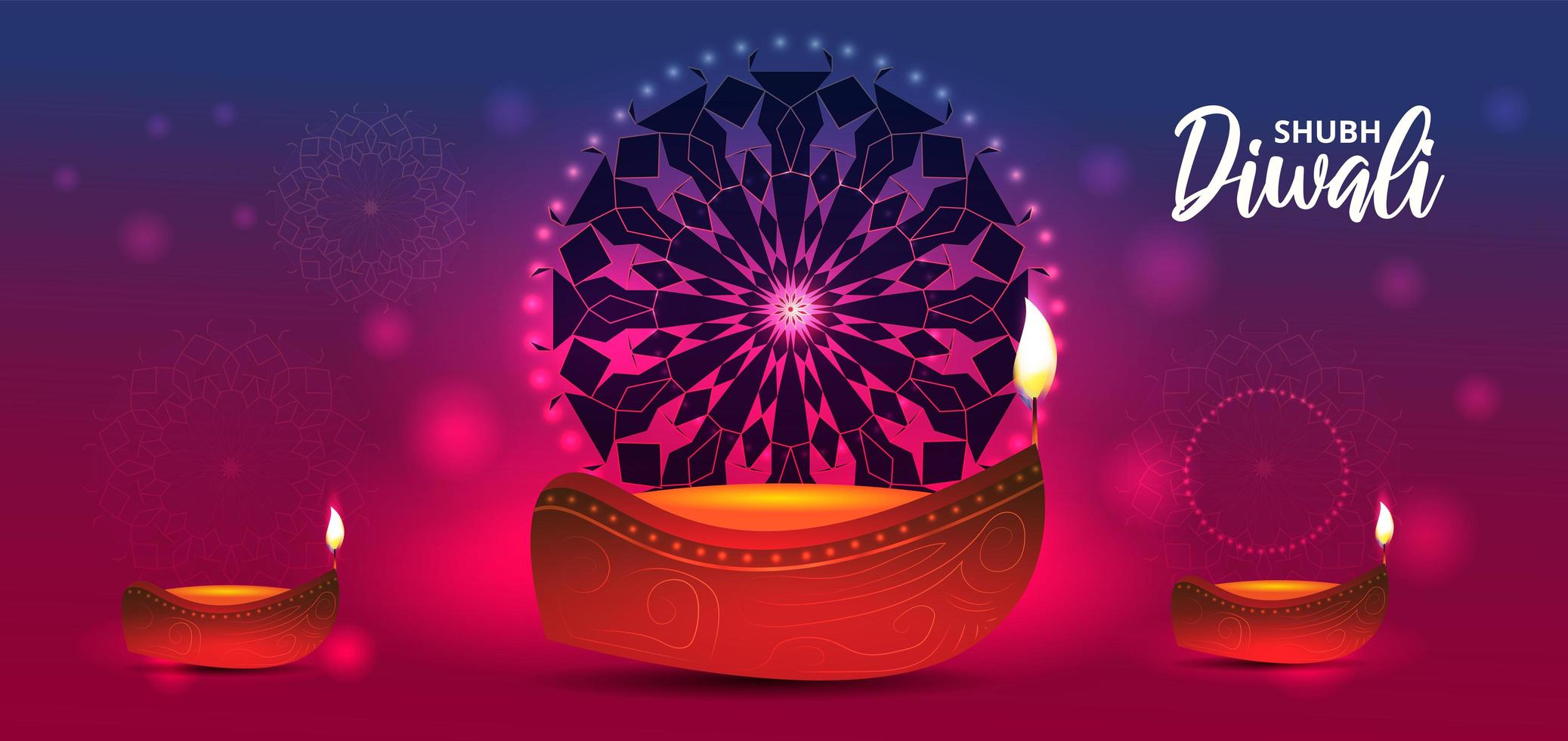 realistische Öllampe auf Steigung für Diwali Festivalfeier vektor
