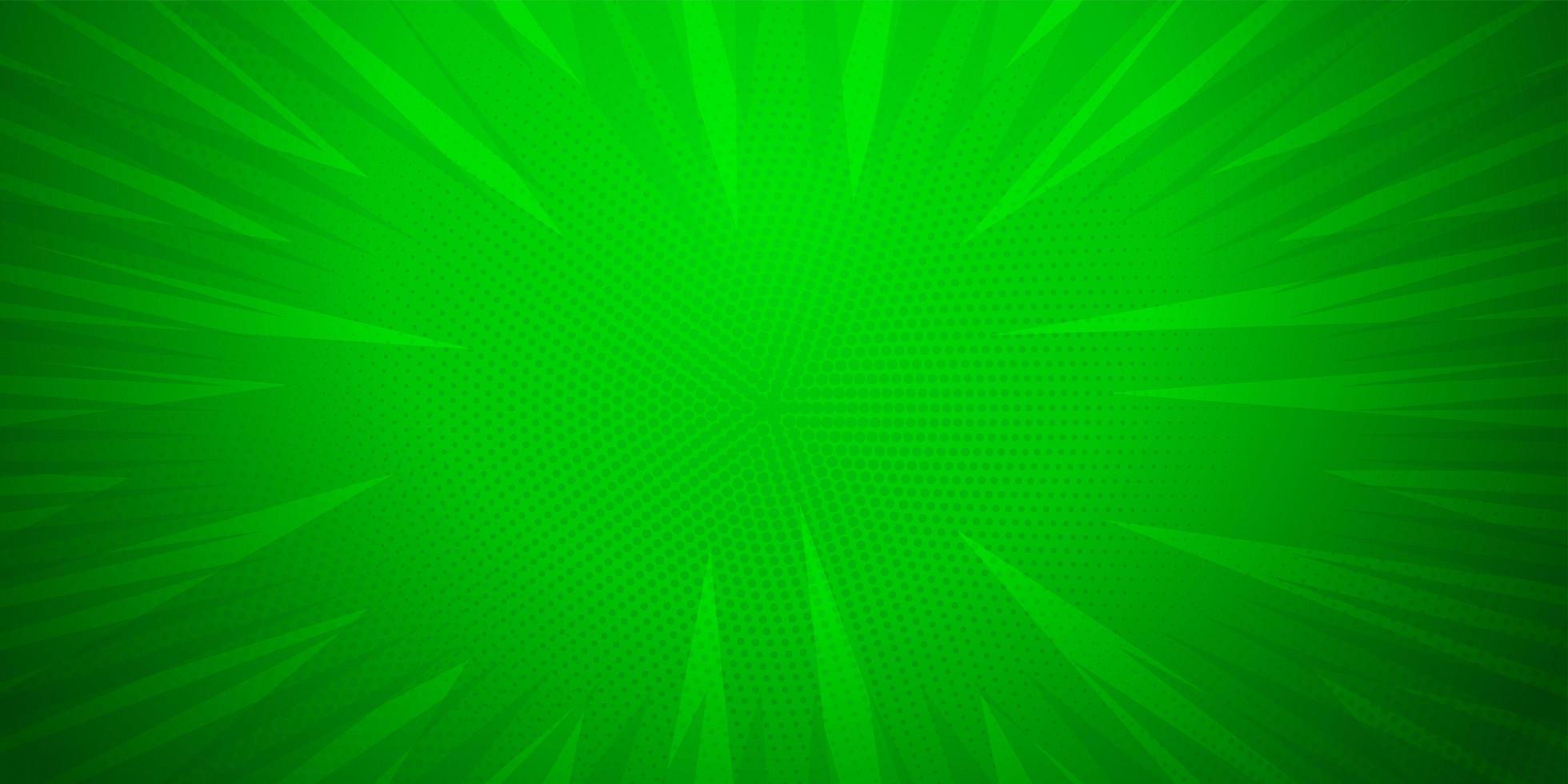 grüne Farbe, Comic-Pop-Art-Streifen radialer Hintergrund vektor